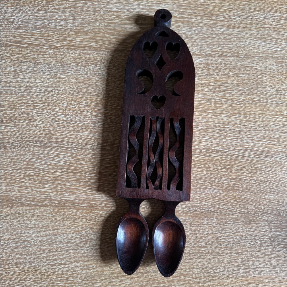 Welsh Love Spoon - double spoons w/hearts